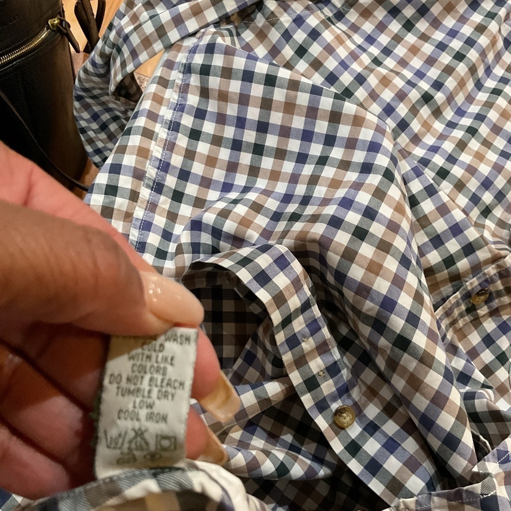 Orvis Men's Checkered Shirt - Blue and Brown - Picture 5 of 5